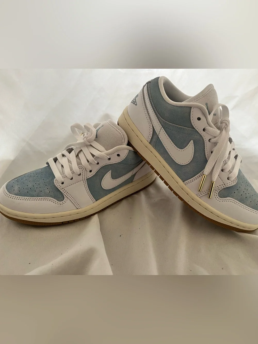 Nike Women’s Air Jordan 1 Low SE - denim/white/gum bottom/gold tip laces